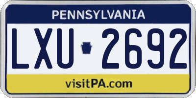PA license plate LXU2692
