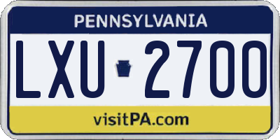 PA license plate LXU2700