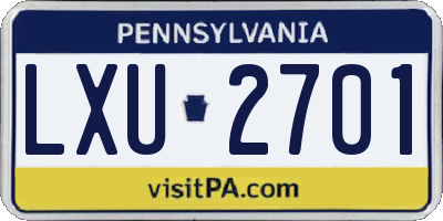 PA license plate LXU2701