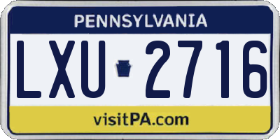 PA license plate LXU2716