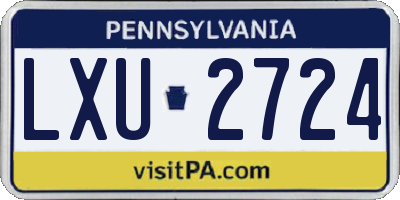 PA license plate LXU2724