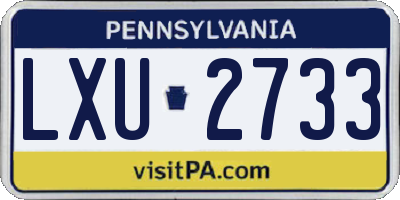 PA license plate LXU2733