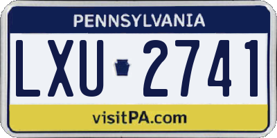 PA license plate LXU2741
