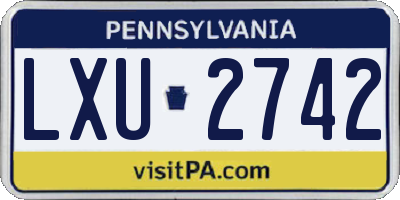 PA license plate LXU2742