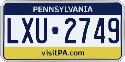 PA license plate LXU2749