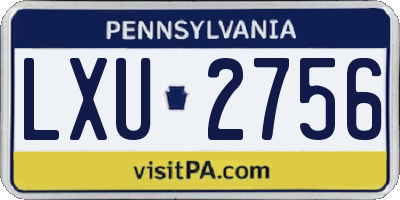 PA license plate LXU2756