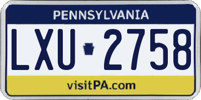 PA license plate LXU2758