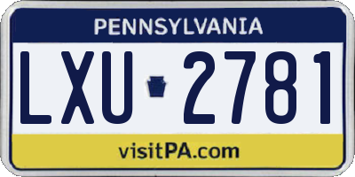 PA license plate LXU2781