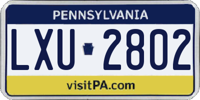PA license plate LXU2802