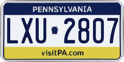 PA license plate LXU2807