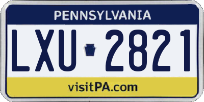 PA license plate LXU2821