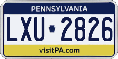 PA license plate LXU2826