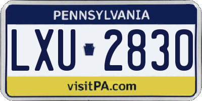 PA license plate LXU2830