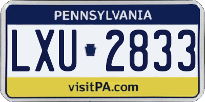 PA license plate LXU2833