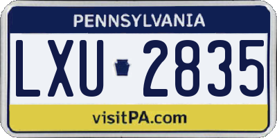 PA license plate LXU2835