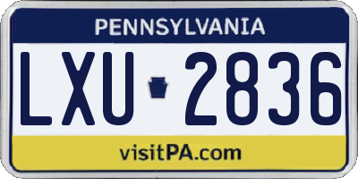 PA license plate LXU2836