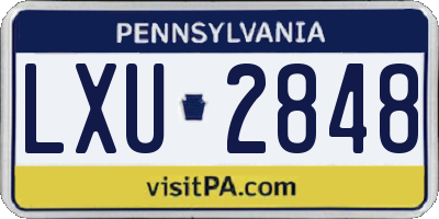 PA license plate LXU2848