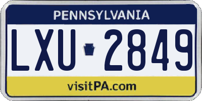 PA license plate LXU2849