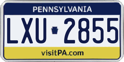 PA license plate LXU2855