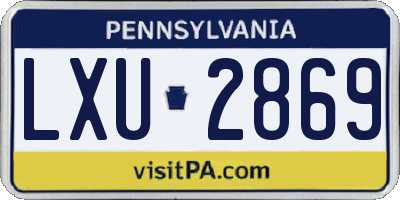 PA license plate LXU2869