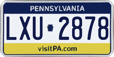 PA license plate LXU2878