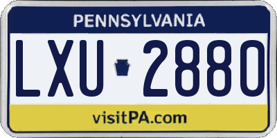 PA license plate LXU2880