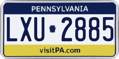 PA license plate LXU2885