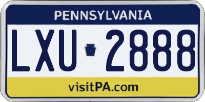 PA license plate LXU2888