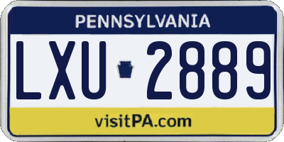 PA license plate LXU2889