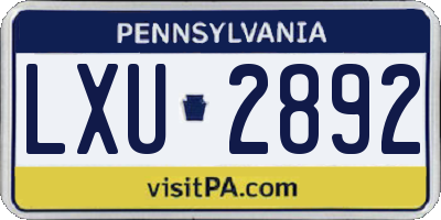 PA license plate LXU2892