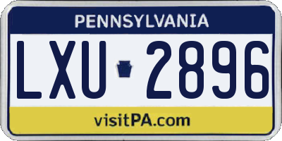 PA license plate LXU2896