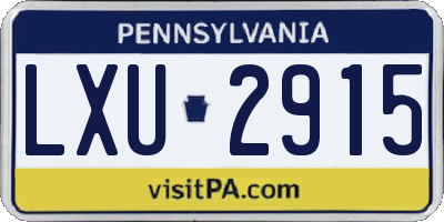 PA license plate LXU2915