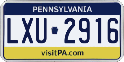 PA license plate LXU2916