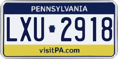 PA license plate LXU2918