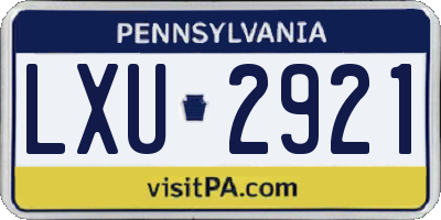 PA license plate LXU2921