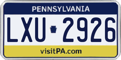 PA license plate LXU2926