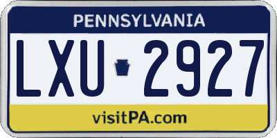 PA license plate LXU2927