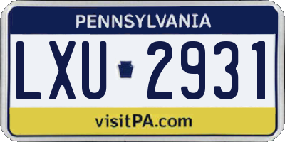 PA license plate LXU2931