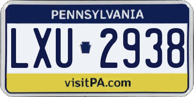 PA license plate LXU2938