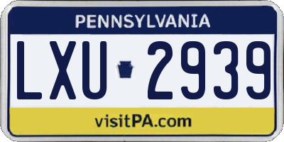 PA license plate LXU2939