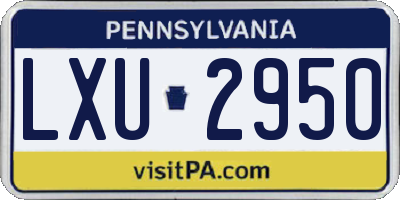 PA license plate LXU2950