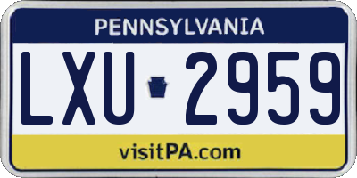 PA license plate LXU2959