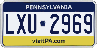 PA license plate LXU2969