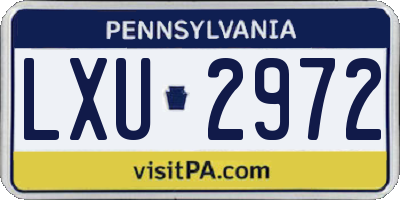 PA license plate LXU2972