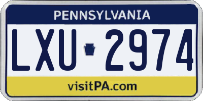 PA license plate LXU2974