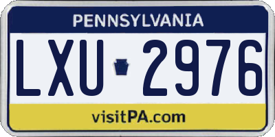 PA license plate LXU2976
