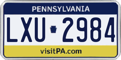 PA license plate LXU2984