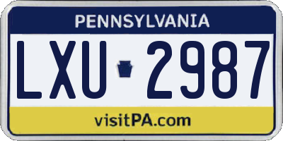 PA license plate LXU2987
