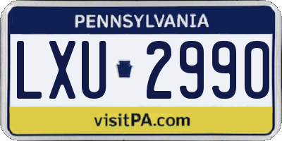 PA license plate LXU2990