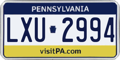 PA license plate LXU2994